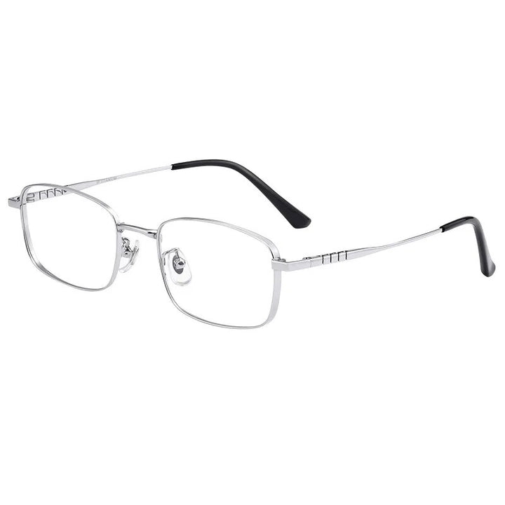Cubojue Unisex Full Rim Rectangle Square Titanium Eyeglasses Full Rim Cubojue Silver no function lens 0 
