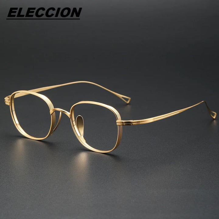 Eleccion Unisex Full Rim Square Titanium Eyeglasses 44114 Full Rim Eleccion Gold CHINA