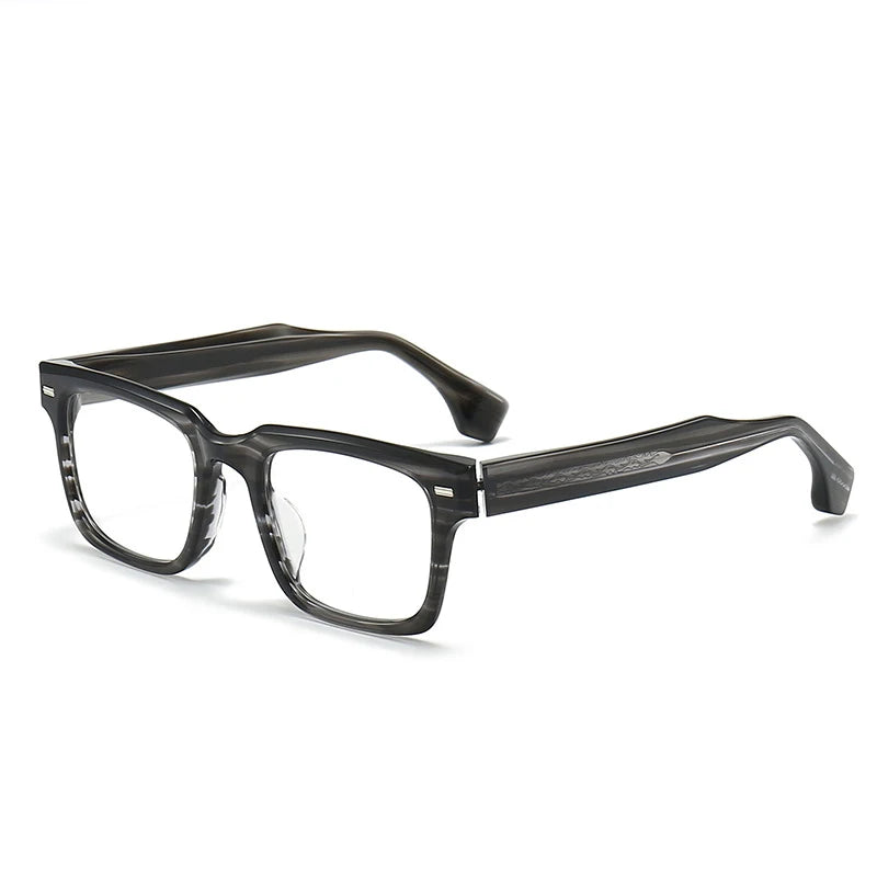 Black Mask Unisex Full Rim Square Acetate Eyeglasses 71rx Full Rim Black Mask Gray-Stripes  