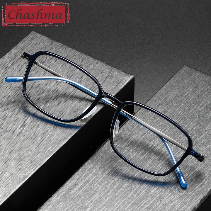 Chashma Unisex Full Rim Polygon Square Ultem Titanium Eyeglasses 86324