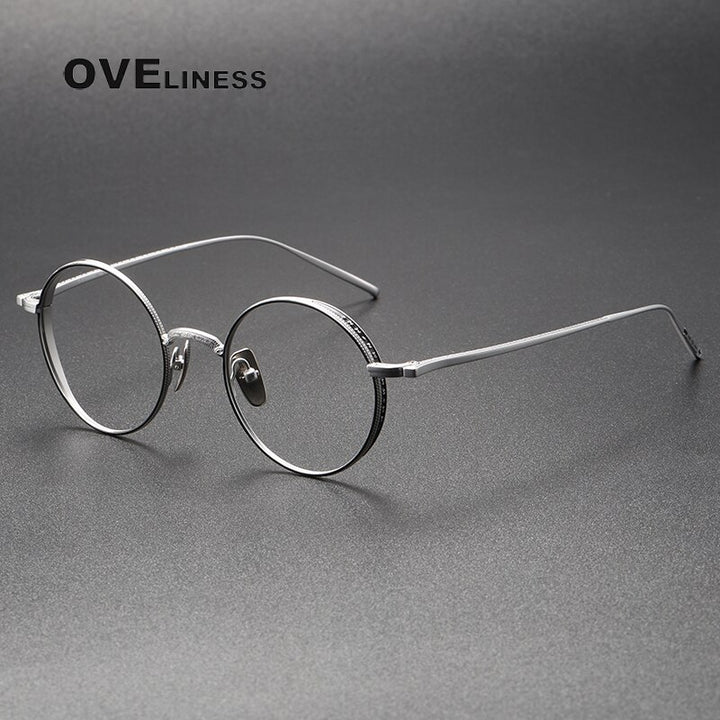 Oveliness Unisex Full Rim Round Titanium Eyeglasses M3087 Full Rim Oveliness silver  