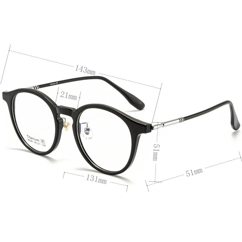 KatKani Unisex Full Rim Round Tr 90 Titanium Eyeglasses 6088 Full Rim KatKani Eyeglasses   