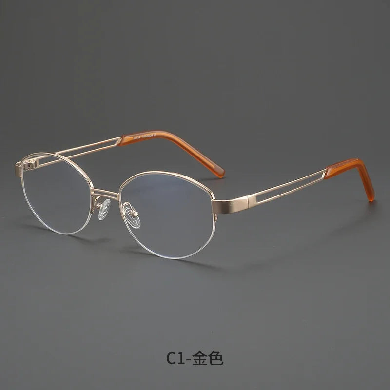 Bclear Unisex Semi Rim Oval Alloy Eyeglasses MY-124221