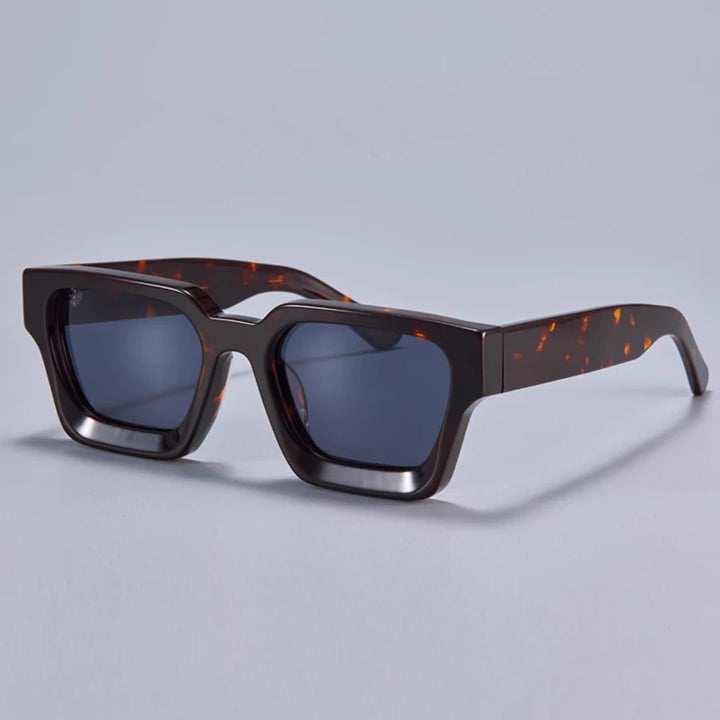 Black Mask Unisex Full Rim Square Thick Acetate Sunglasses 721439