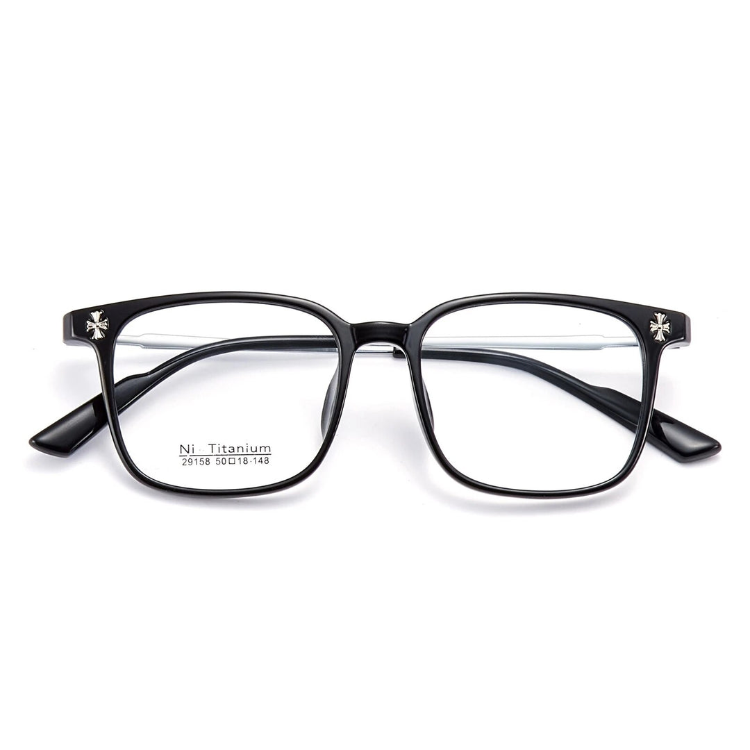 KatKani Unisex Full Rim Square Tr 90 Titanium Eyeglasses 29158 Full Rim KatKani Eyeglasses   