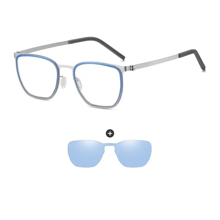 Gmei 790849 Unisex Full Rim Square Steel Frames Clip On Sunglasses FuzWeb