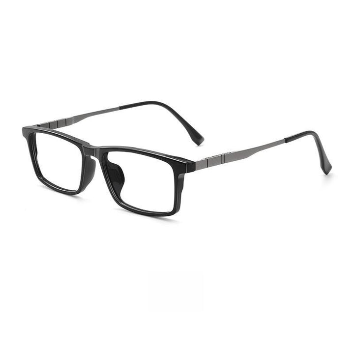 Yimaruili Men's Full Rim Square Tr 90 Titanium Eyeglasses Bv9008y Full Rim Yimaruili Eyeglasses Black Gun  