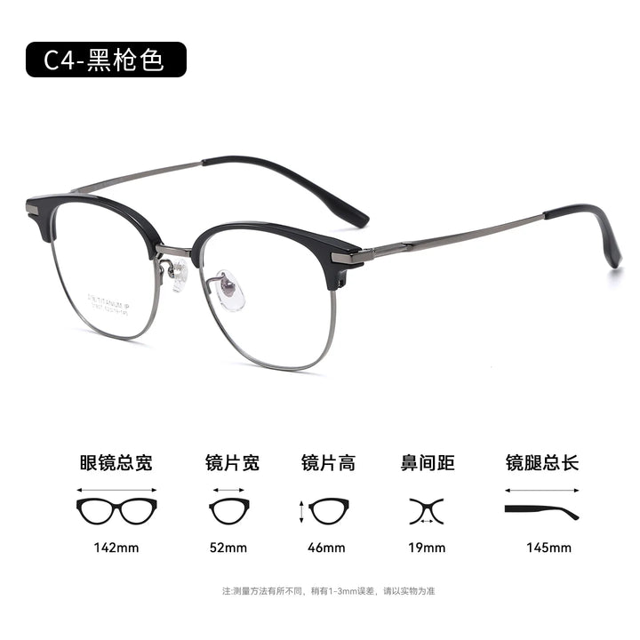 Bclear Unisex Full Rim Browline Titanium Eyeglasses SM-31807