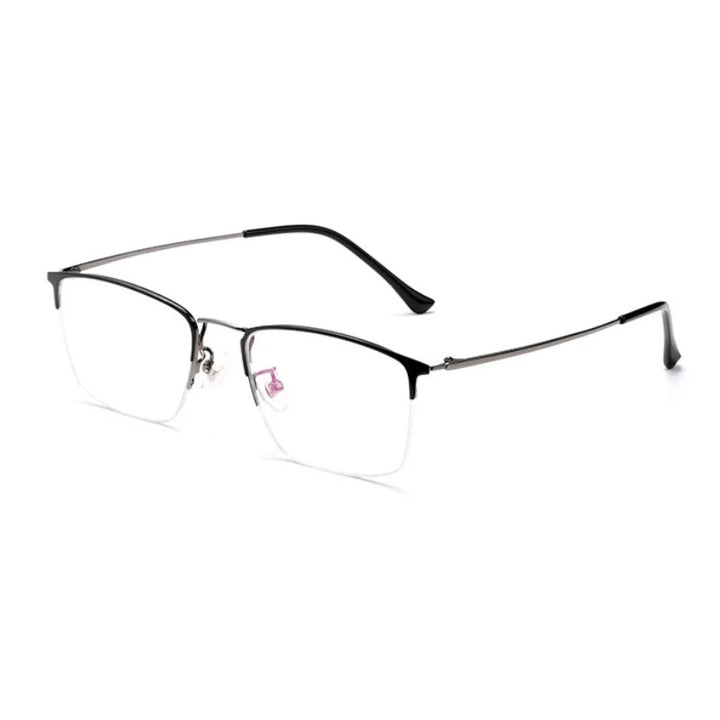 Hotochki Men's Semi Rim Square Titanium Eyeglasses J8017 Semi Rim Hotochki black-gray  