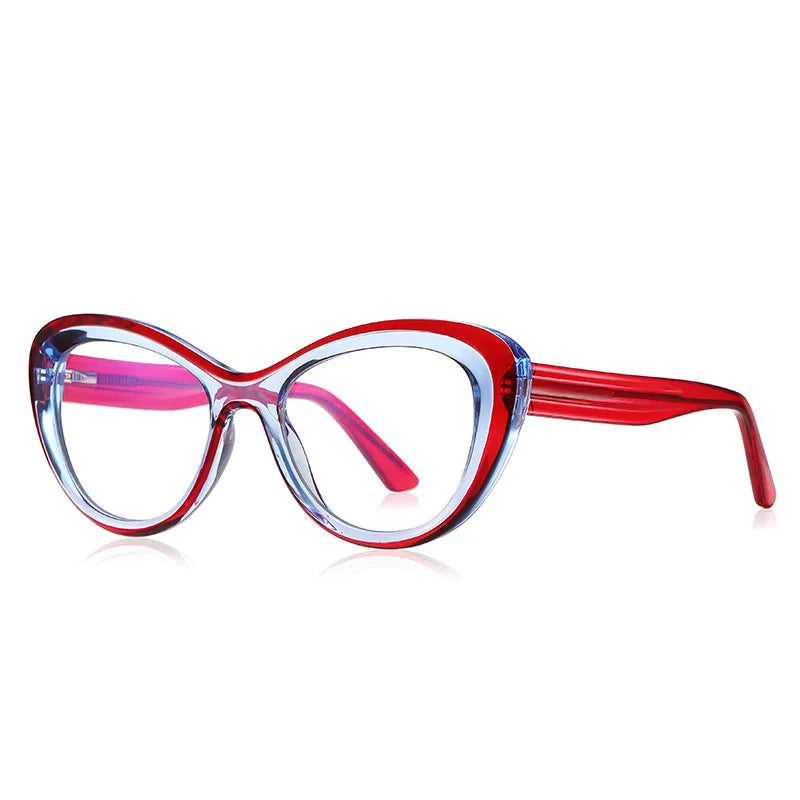 CCspace Women's Full Rim Cat Eye Plastic Eyeglasses 57389 Full Rim CCspace Red  