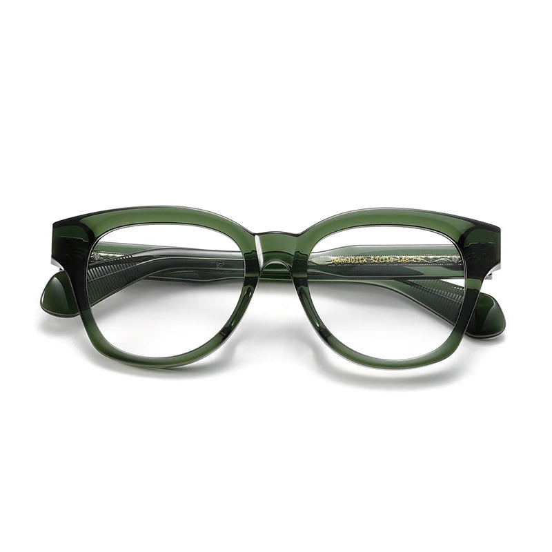 Black Mask Unisex Full Rim Square Thick Acetate Eyeglasses 30112 Full Rim Black Mask Green  