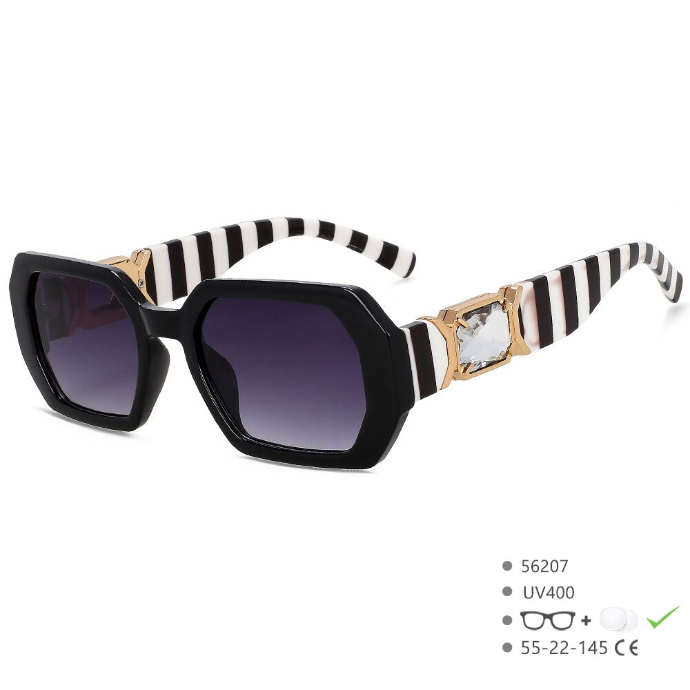 CCspace Women's Full Rim Oversized Square Resin UV400 Sunglasses 56207 Sunglasses CCspace Sunglasses BlackZebra  