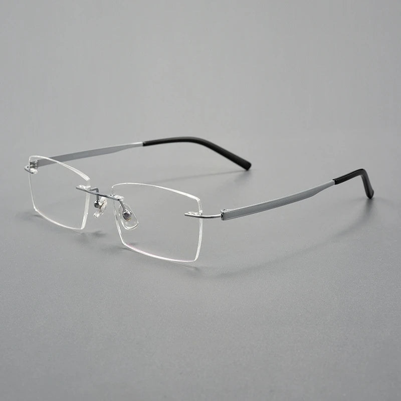 Yimaruili Men's Rimless Square Titanium Eyeglasses 15802