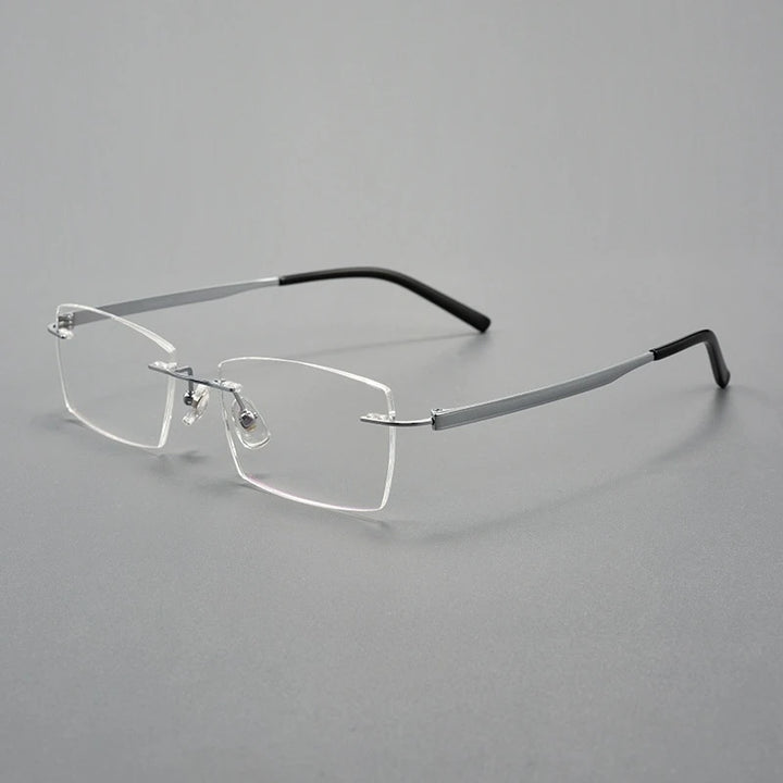Yimaruili Men's Rimless Square Titanium Eyeglasses 15802