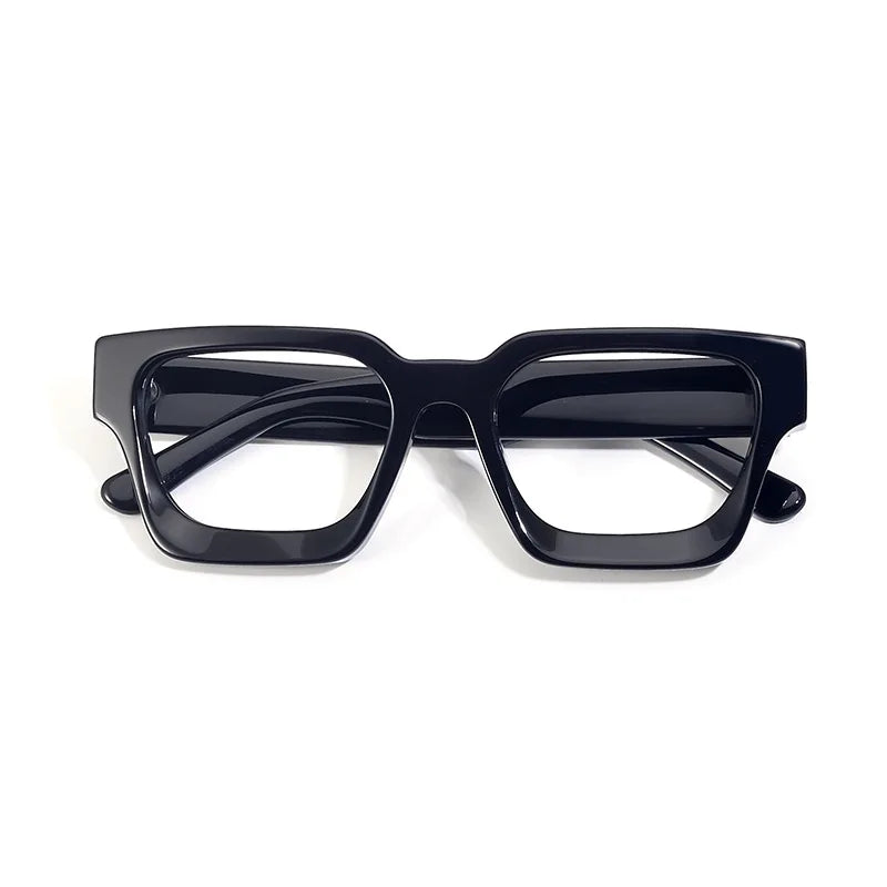 Black Mask Unisex Full Rim Polygon Square Acetate Eyeglasses 41439 Full Rim Black Mask   