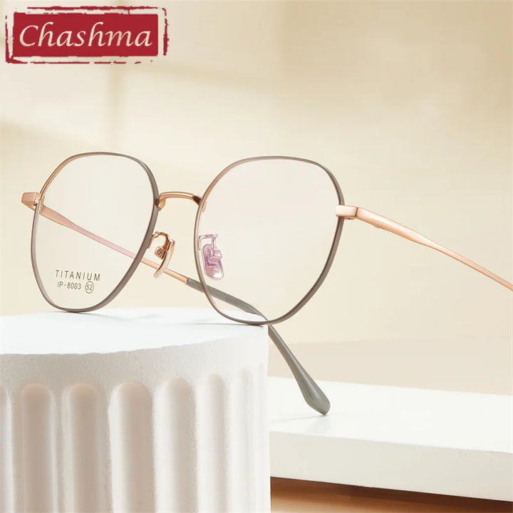 Chashma Ottica Unisex Full Rim Hexagon Titanium Eyeglasses 8003 Full Rim Chashma Ottica   