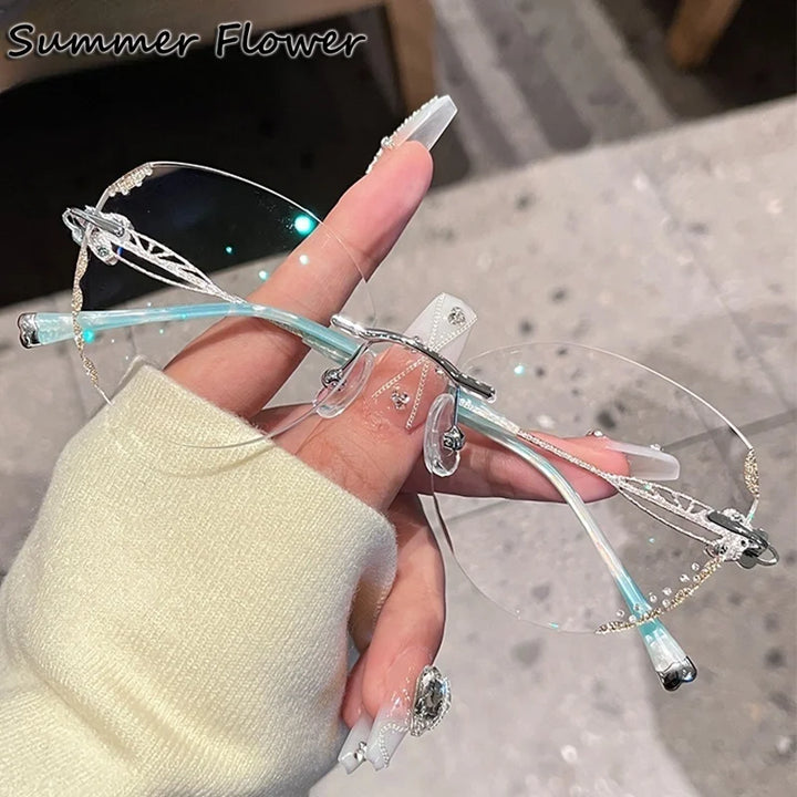 Summer Flower Women's Rimless Butterfly Titanium Eyeglasses 580513