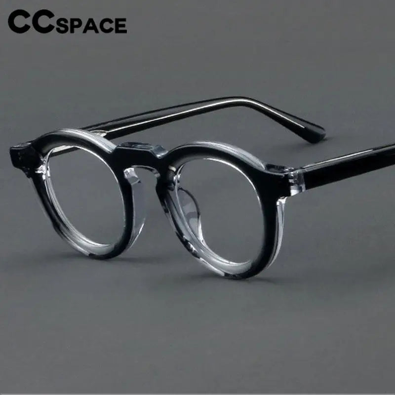 CCspace Unisex Full Rim Round Acetate Eyeglasses 57431 Full Rim CCspace   