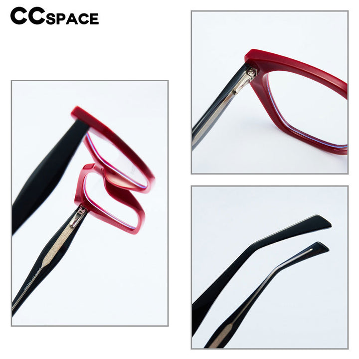 CCspace Unisex Full Rim Square Acetate Eyeglasses 56455 Full Rim CCspace   