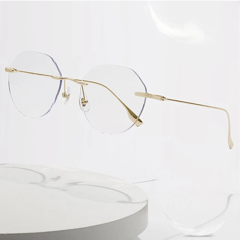 Handoer Men's Rimless Polygon Titanium Eyeglasses 121214 Rimless Handoer   