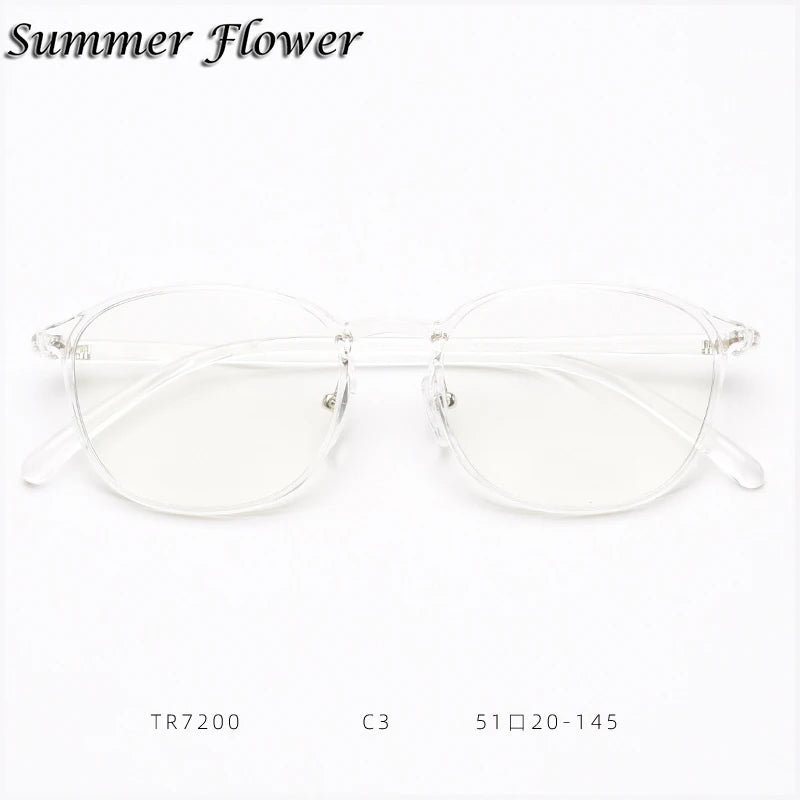 Summer Flower Women's Full Rim Oval Square Tr 90 Titanium Eyeglasses 87200