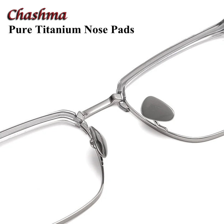 Chashma Ochki Unisex Full Rim Square Acetate Titanium Eyeglasses 7006 Full Rim Chashma Ochki   