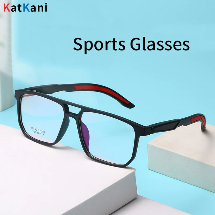 KatKani Unisex Full Rim Square Double Bridge Tr 90 Eyeglasses Yd209 Full Rim KatKani Eyeglasses   