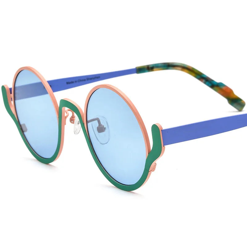 Nobler Unisex Full Rim Round Titanium Polarized Sunglasses 1898 Sunglasses Nobler C1  