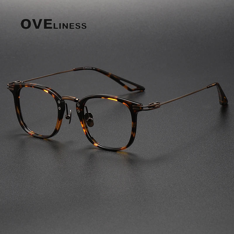 Oveliness Unisex Full Rim Square Acetate Titanium Eyeglasses 80870