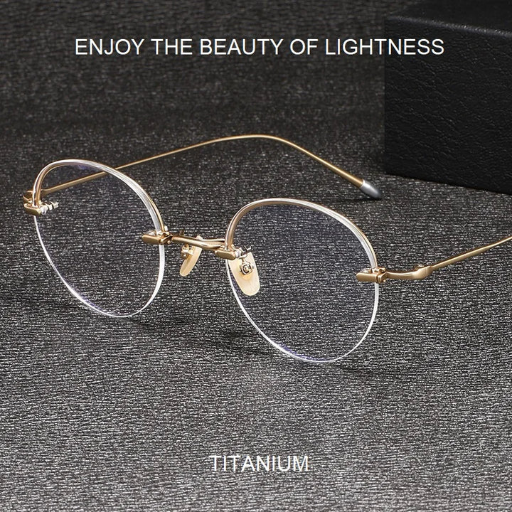 Eleccion Unisex Semi Rim Round Titanium Eyeglasses 5921