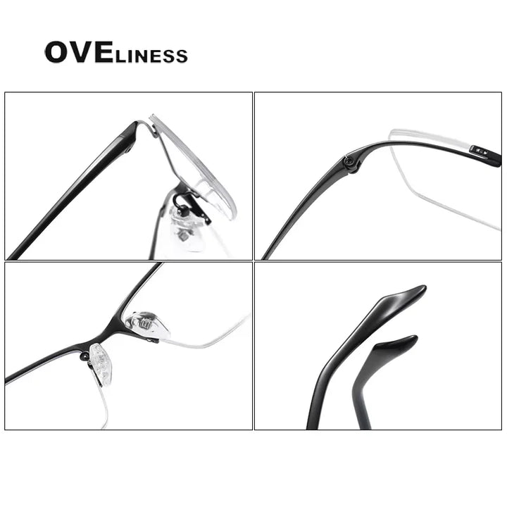 Oveliness Unisex Semi Rim Square Brow Line Titanium Eyeglasses 6650 Semi Rim Oveliness   