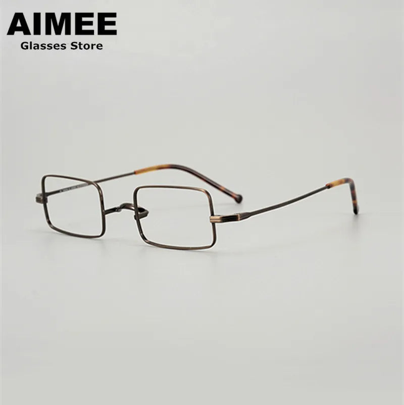 Aimee Unisex Full Rim Small Square Titanium Eyeglasses 88083 Full Rim Aimee Tortoise-Bronze  