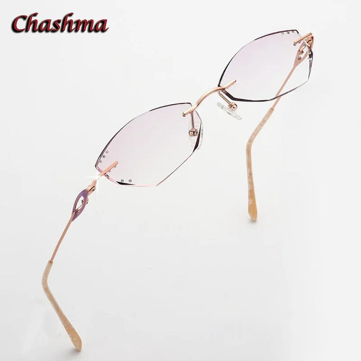 Chashma Ochki Women's Rimless Square Titanium Eyeglasses 2 Rimless Chashma Ochki   