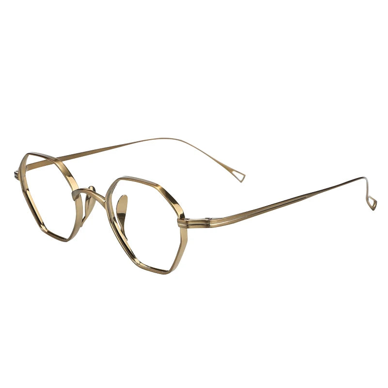 Aimee Unisex Full Rim Polygon Titanium Eyeglasses 2120 Full Rim Aimee Brown  