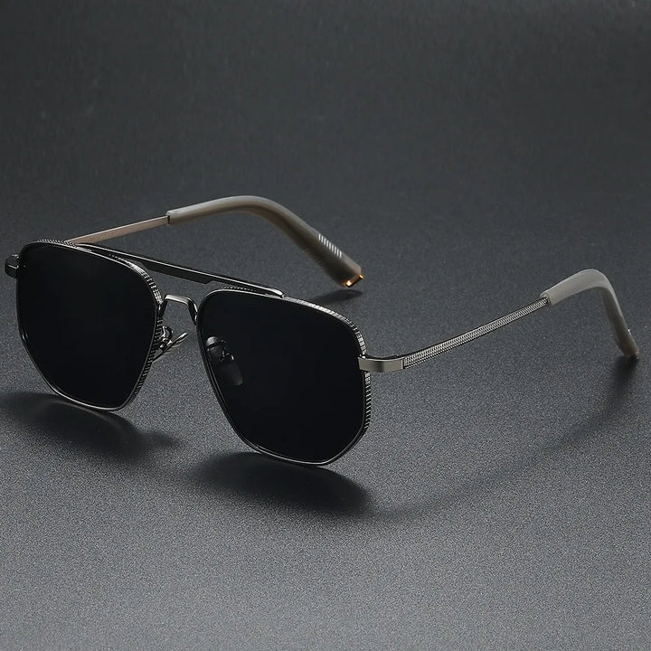 Hdcrafter Men's Full Rim Big  Polygon Double Bridge Alloy Sunglasses 914462