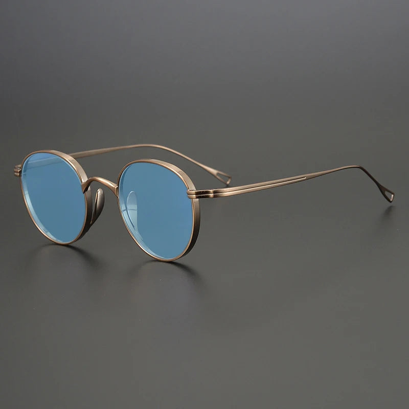 Gatenac Unisex Full Rim Oval Titanium Polarized Sunglasses 131524 Sunglasses Gatenac Bronze Blue  