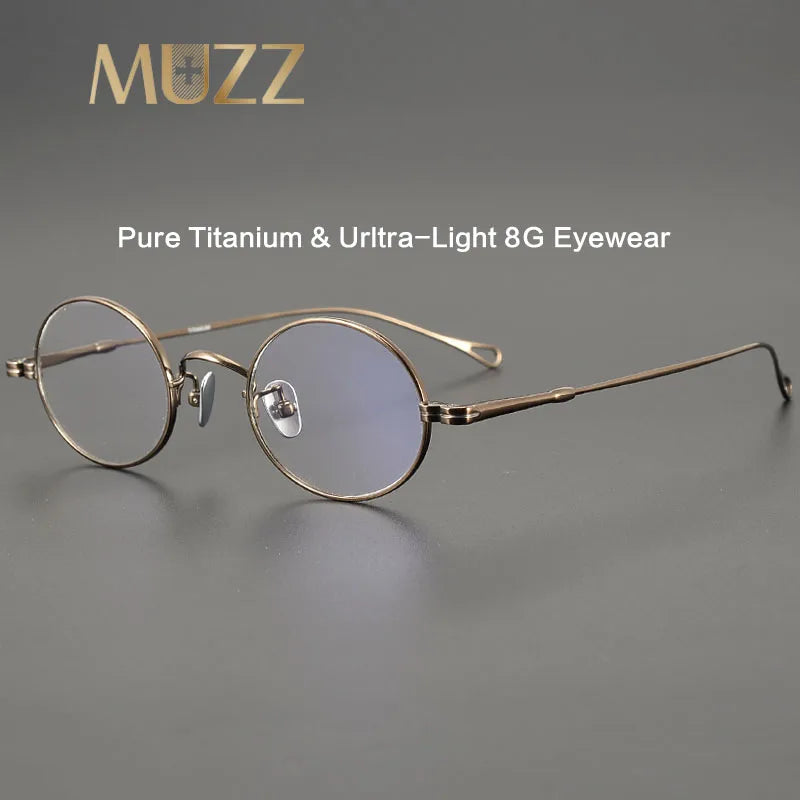 Muzz Unisex Full Rim Small Round Titanium Eyeglasses Mu01 Full Rim Muzz   