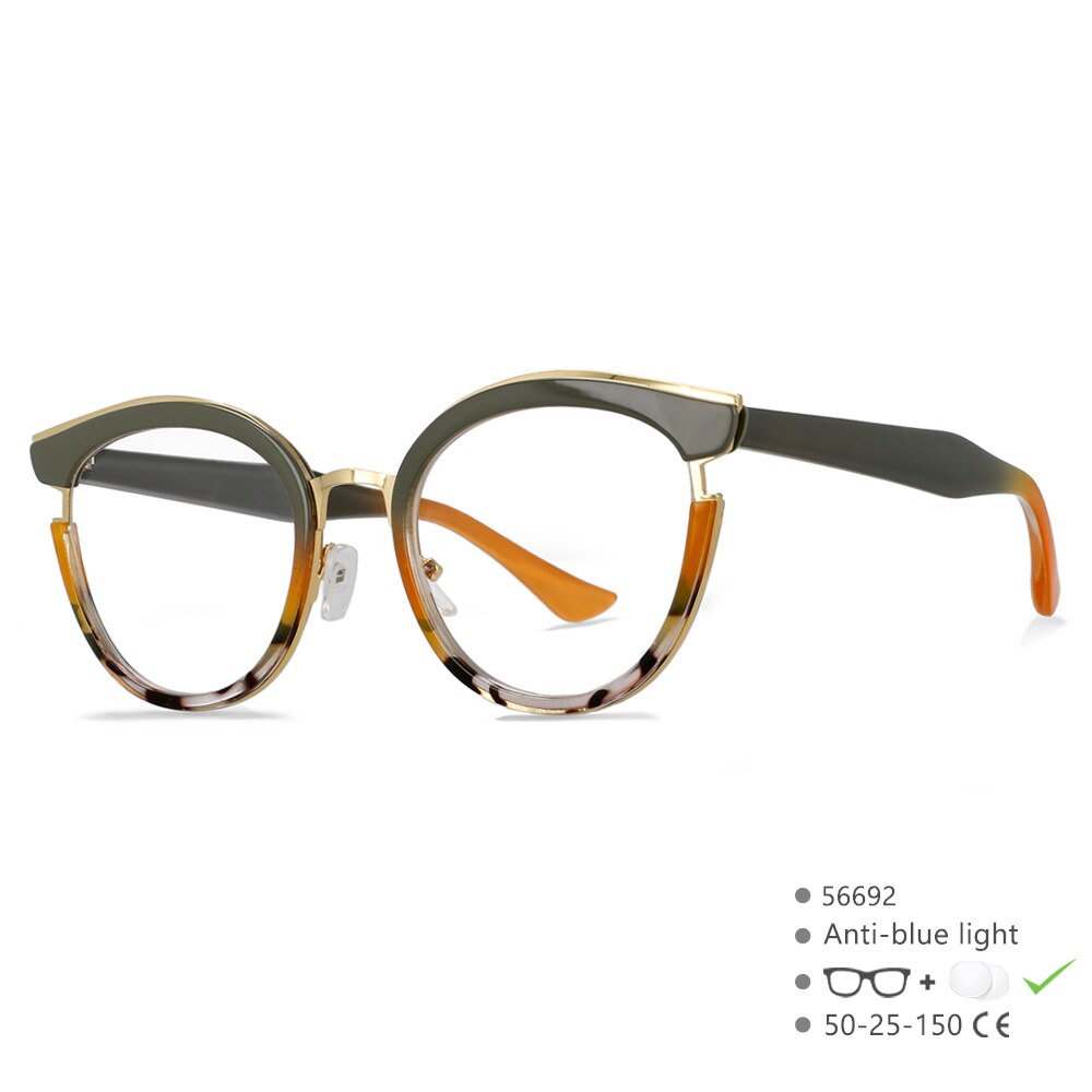 CCspace  Women's Full Rim Cat Eye Tr 90 Titanium Eyeglasses 56692 Full Rim CCspace C6YellowBean  