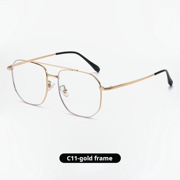 Momoja Unisex Full Rim Big Square Double Bridge Titanium Eyeglasses 725588