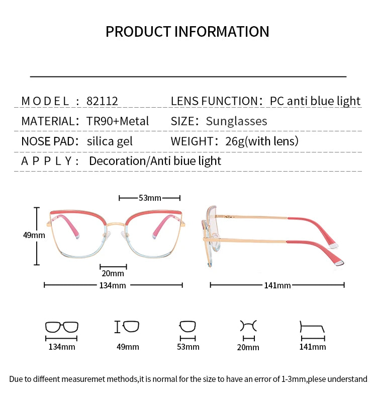 Handoer Women's Full Rim Square Cat Eye Tr 90 Alloy Eyeglasses 82112 Full Rim Handoer   