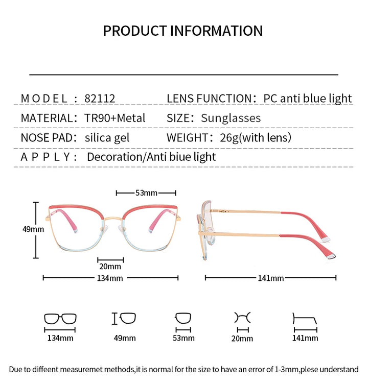 Handoer Women's Full Rim Square Cat Eye Tr 90 Alloy Eyeglasses 82112 Full Rim Handoer   