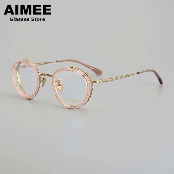 Aimee Unisex Full Rim Round Titanium Acetate Eyeglasses 5054 Full Rim Aimee   