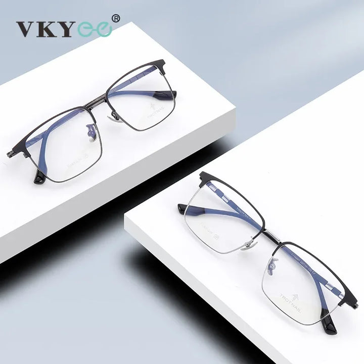 Vicky Men's Semi Rim Square Titanium Reading Glasses 18090 Reading Glasses Vicky   