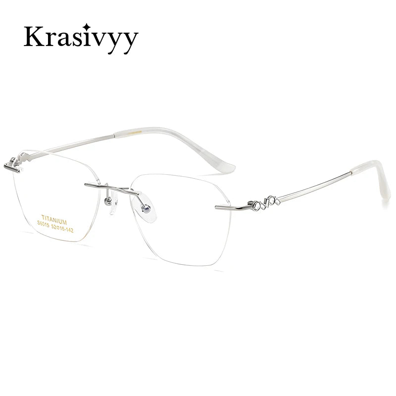 Krasivyy Women's Rimless Polygon Square Titanium Eyeglasses 6015 Rimless Krasivyy   