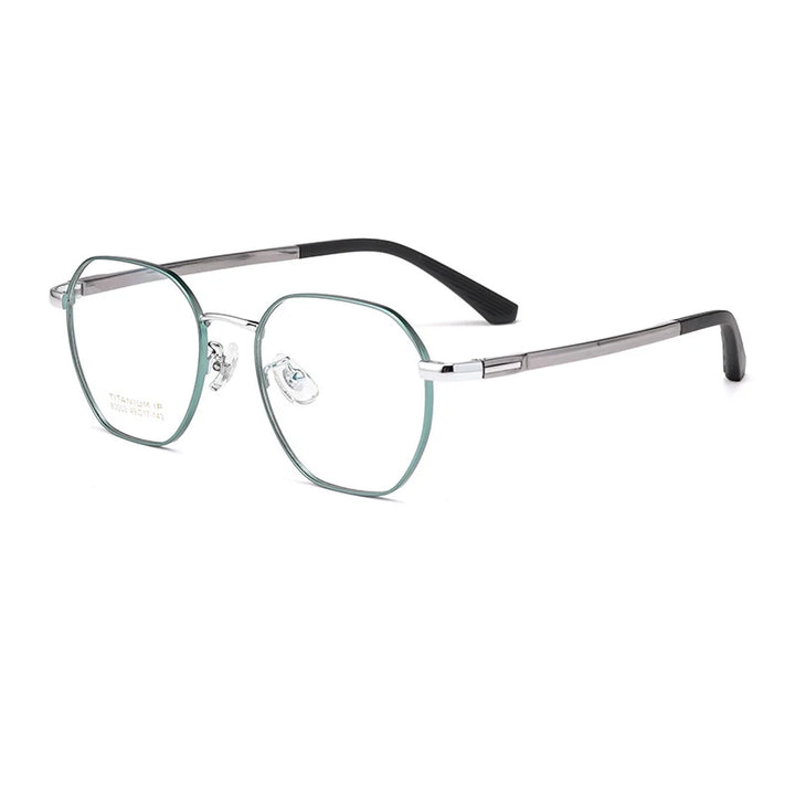 Hotochki Mens Full Rim Square Titanium Eyeglasses N80003n Full Rim Hotochki green and silver  