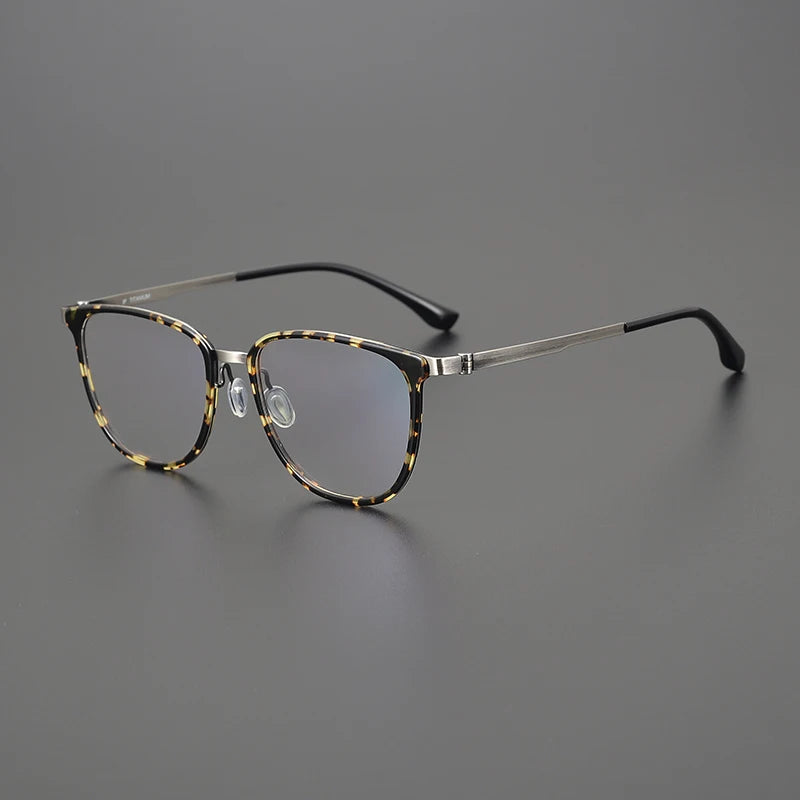 Hewei Unisex Full Rim Square Titanium Acetate Eyeglasses 14544 Full Rim Hewei C2 CHINA 