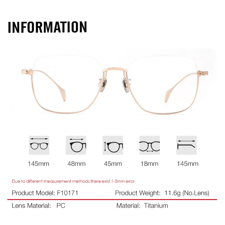 Aror Men's Semi Rim Square Titanium Eyeglasses 410171