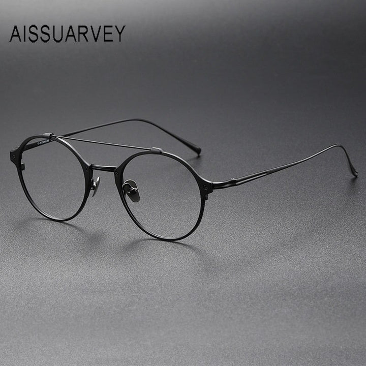 Aissuarvey Unisex Full Rim Small Round Double Bridge Titanium Eyeglasses 4822145d Full Rim Aissuarvey Eyeglasses   
