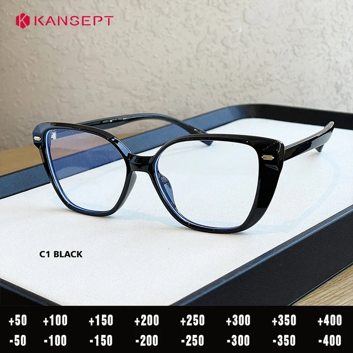 Kansept Women's Full Rim Cat Eye Tr 90 Alloy Reading Glasses 62502