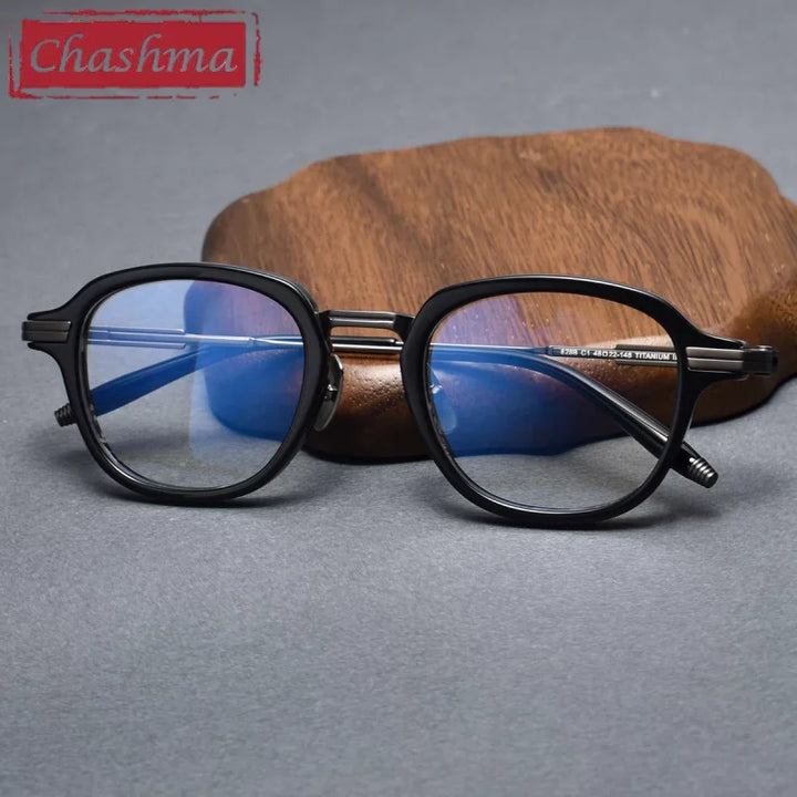 Chashma Unisex Full Rim Oval Square Acetate Titanium Eyeglasses 778828